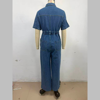 Combinaison en jean utilitaire courte pour femme Channel, été 2026, manches courtes, boutonnée, jambes larges, longueur entière