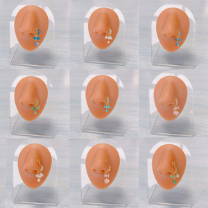 Gaby नई क्रिस्टल स्वास्थ्य नाक नाक भेदी स्टेनलेस स्टील के साथ प्राकृतिक पत्थर नाक के छल्ले अंगूठी थोक थोक भेदी गहने - Product Image 2