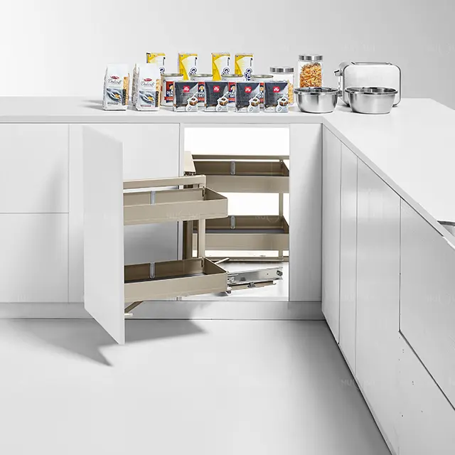 NUOMI keranjang tarik dapur, Modern keranjang penyimpanan Pantry Organizer struktur piring sudut ajaib untuk kabinet dapur