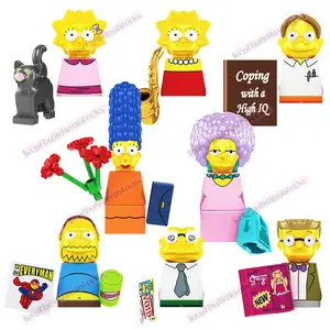 Figurine de la Famille Simpsons, Bloc de Construction pour Enfant, Jouet en Plastique, Marge, Lisa Morman, Martin, Patty, SP1016