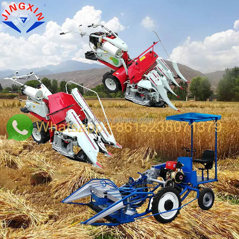Farming diesel walking tractor mini 2 wheels wheat lavender soybean combined harvester mini corn combine harvester price