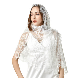 <span class=keywords><strong>Sciarpa</strong></span> invernale <span class=keywords><strong>elegante</strong></span> alta in seta retrò con stampa floreale in pizzo rettangolare scialle di Mantilla da chiesa <span class=keywords><strong>sciarpa</strong></span> lunga in pizzo da indossare - Product Image 2