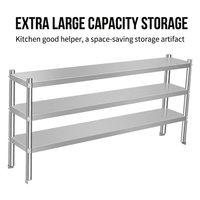 Support de comptoir à 3 niveaux en acier inoxydable de haute qualité 201/304, résistant à la corrosion, pour cuisines commerciales, capacité de charge de 300 kg/m