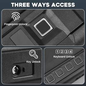 生体認証ガンセーフ、ハンドガン用セーフ、指紋/キー/パスコードによる<span class=keywords><strong>3</strong></span>つのクイックアクセス、ナイトスタンド、車、家庭用ガンロックボックス - Product Image 5