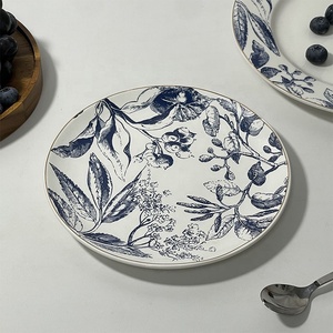 Assiette à steak en or avec dessin vintage français vente en gros assiette à dessert assiette à dîner en céramique - Product Image 5