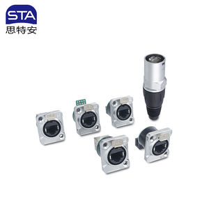 Conector Ethernet EtherCon de paso para pared, industrial, RJ45 tipo D, hembra a PCB/HP, para montaje en panel - Product Image 1