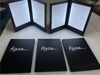 Couverture de livre de menu éclairée par LED rechargeable 2 pages de tente de table de boîte de nuit en cuir pour les fêtes de restaurant et de bar à cocktails KTV