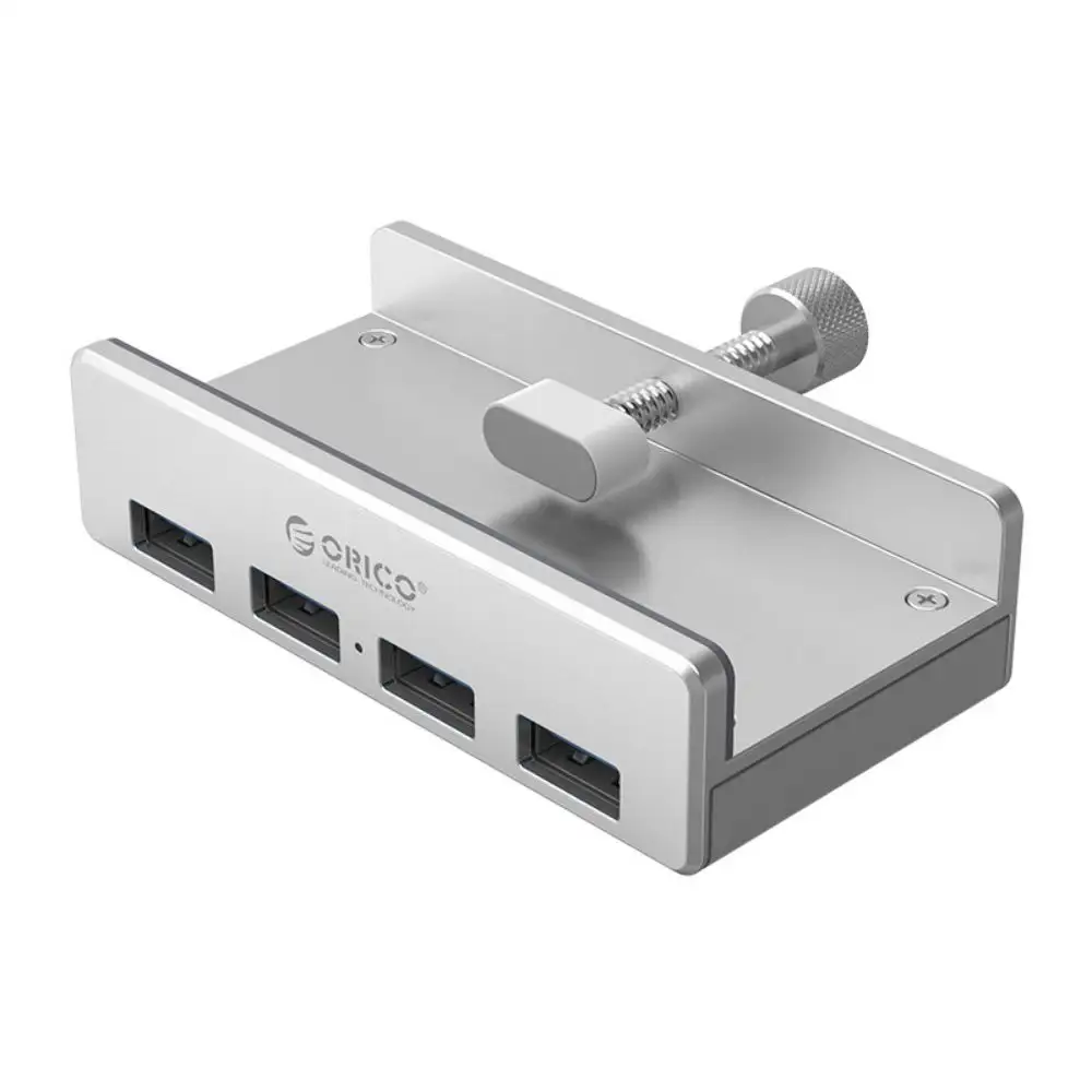 Masaüstü alüminyum kelepçe tasarım USB Hub 4-Port Splitter USB3.0 ekstra güç USB USB-C kablosu için Ideal monitörler