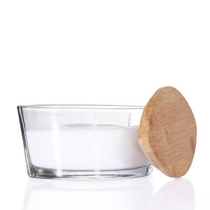 Decoración en forma de barco transparente de lujo vacío grande ancho 3 frascos de vela de vidrio de mecha con tapas de Bambú - Product Image 2