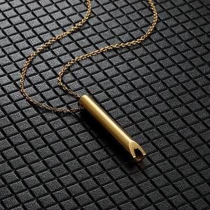 Collier pendentif tube tendance en acier inoxydable plaqué or 18 carats, bijou <span class=keywords><strong>de</strong></span> méditation et <span class=keywords><strong>de</strong></span> pleine conscience pour le stress et les anniversaires - Product Image 2