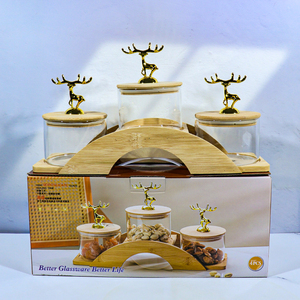 Glass Sealed <strong>Jar</strong> Wholesale Household Coffee Bean <strong>Storage</strong> <strong>Jar</strong> with Wooden Lid Kitchen Glass <strong>Storage</strong> <strong>Jar</strong> Set - Product Image 4