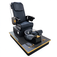 Fauteuil de pédicure de luxe noir et or avec bol en verre transparent, fauteuil de massage électrique inclinable, fauteuil de spa pour les pieds, fauteuil de salon de manucure