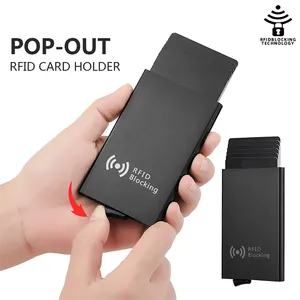 Tempat Kartu Kredit ID Anti Maling Porte Carte Dompet Logam Aluminium Tipis Kotak Saku Bank Kotak Kartu Kredit Pria Wanita - Product Image 2