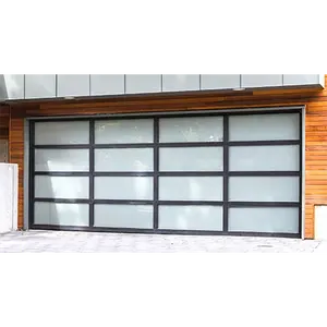 Дешевая цена Жилая Автоматическая черная алюминиевая матовая стеклянная панель двери гаража