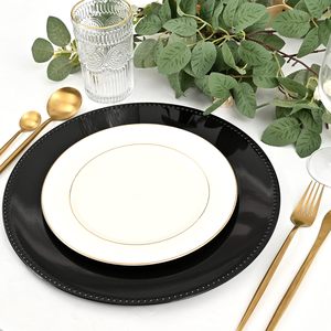 Cargadores de mesa de plástico para bodas, placas de cargador negras, cargadores de placa con cuentas redondas de 13 "para platos de cena a granel - Product Image 5