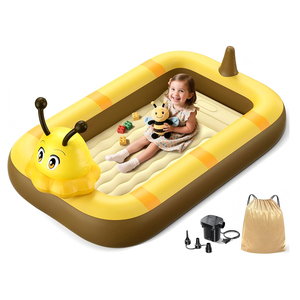 <span class=keywords><strong>Lit</strong></span> <span class=keywords><strong>de</strong></span> voyage gonflable pour tout-petits, <span class=keywords><strong>lit</strong></span> <span class=keywords><strong>de</strong></span> voyage portable avec matelas floqué, oreiller intégré, pare-chocs <span class=keywords><strong>de</strong></span> sécurité sur 4 côtés pour les tout-petits - Product Image 1