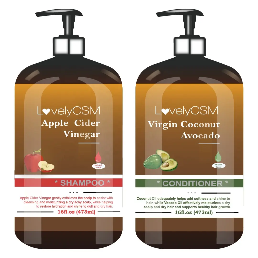 LovelyCSM organic natural anti hair loss lice shampoo apple cider vinegar avocado coconut conditioner hair growth shampoo
