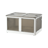 Armoire de rangement pliable transparente à double porte avec tiroirs, idéale pour vêtements, bureau et chambre, installation facile