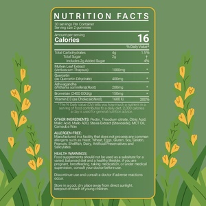 Gummies de molène OEM pour la purification et la détoxification des poumons |   Gummies aux feuilles de molène bio pour soutenir la santé pulmonaire - Product Image 2
