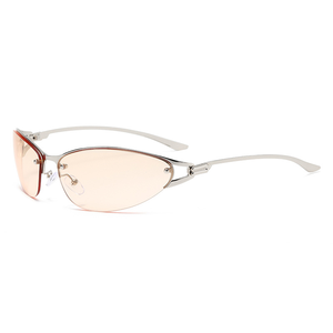 Lunettes de soleil œil de chat demi-cerclées vintage Y2K pour femmes, monture métallique légère, protection UV400, durables, confortables, style urbain tendance - Product Image 5