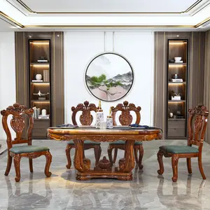 Ebenholz-Haushaltsmöbel Esszimmer-Set chinesischer Stil Schlussverkauf Marmorplatte Esstische und Stühle-Set Massivholz