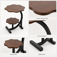 Table d'appoint moderne à deux niveaux en forme de fleur avec cadre métallique incurvé pour salon, canapé, chambre à coucher