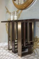 Meubles de salon en acier inoxydable miroir console en bois