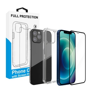 Per Apple <span class=keywords><strong>iPhone</strong></span> <span class=keywords><strong>12</strong></span> 13 14 15 16 17 Pro Max: Cover Trasparente in TPU con <span class=keywords><strong>Bumper</strong></span> e Set Protezione Schermo in Vetro Temperato 3D - Product Image 1