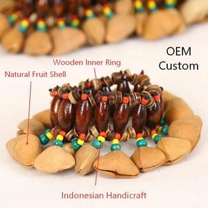 Natural Indonesian Fruit <b>Shell</b> Hand Bell <b>Bracelet</b> Handmade Boho Percussion Jewelry for Yoga Meditation Therapy Accompaniment - Product Image 1