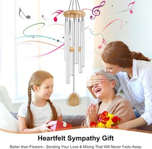 37-inch white aluminum <b>garden</b> wind chimes, classical music festival gifts, outdoor and indoor ornaments - Product Image 3
