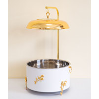 Chauffe-plat de luxe Luckygoods QT260106 en or blanc avec couvercle en forme de dôme pour buffet de mariage