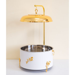 Luckygoods QT260106 - Recipiente para Calentar <span class=keywords><strong>Comida</strong></span> Tipo Buffet, Color Blanco Dorado, con Tapa de Cúpula Colgante, para Bodas y Fiestas - Product Image 3