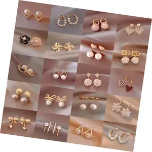 2023 boucles d'oreilles résultats fabrication de bijoux fournitures glands perle fleur coeur nœud papillon cristal strass mode bijoux boucles d'oreilles