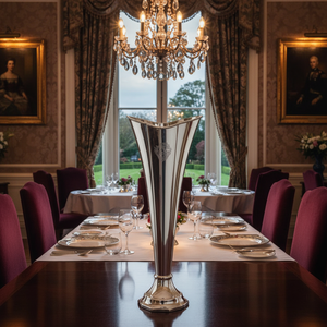 Vase haut en argent Sheffield, décoration d'intérieur, design classique de la famille royale, toutes saisons, fabriqué en Italie, 859g, pour restaurants et hôtels - Product Image 3