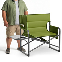 Chaise de camping robuste et surdimensionnée, pliable et portable, avec table latérale et poche, design moderne pour la plage et les pique-niques