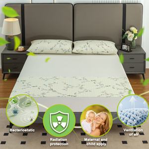 Sábana Ajustable Individual Personalizada con Bordado de Plantas, 400 Hilos, Algodón Antiestático, Sábana Plana para Hotel - Product Image 5