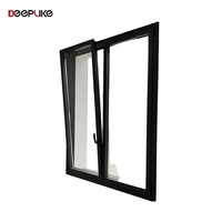 Ventanas y Puertas Abatibles de Aluminio con Rotura de Puente Térmico y Resistentes a la Lluvia, Ventana Abatible con Vidrio Templado Doble Capa Tintado