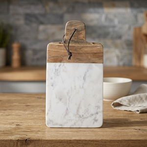 Planche à découper rectangulaire en marbre et bois écologique, légère, épaisseur 2,0 cm, pour comptoir, plateau de service unique, compatible lave-vaisselle - Product Image 1