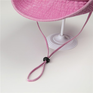 Cappello da pescatore vintage in cotone lavato a tesa larga con patch a stella e cordino antivento, protezione solare per esterni, da donna - Product Image 4