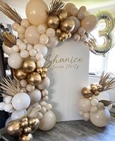 171 pièces Décorations de ballons bohèmes chic blanc sable et or pour mariage, baby shower, fête de fiançailles, anniversaire, Saint-Valentin