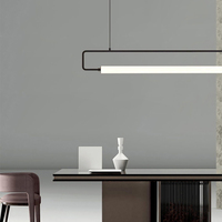 OGS Plafonnier LED linéaire noir classique en fer forgé, design postmoderne de qualité supérieure, hauteur réglable, économie d'énergie moyenne, angle de faisceau 300°