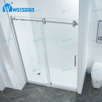 Weisdon Walk in Cabine de douche en verre trempé Salle de bain Salle de douche Cabine de douche coulissante sans cadre