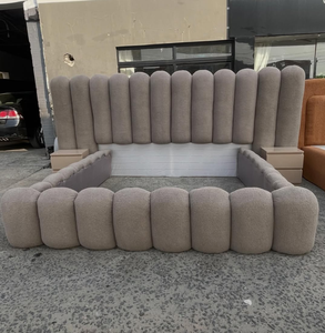 Juego de <span class=keywords><strong>Cama</strong></span> Tapizado en Tela Blanca 2026, Estructura de Madera, Dormitorio de Lujo, <span class=keywords><strong>Cama</strong></span> Matrimonial, King Size, Suave - Product Image 4