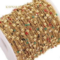 Chaîne de perles colorées plaquées or 18 carats PVD KAVNAR, vente en gros, maillons de perles en émail en acier inoxydable pour la fabrication de bijoux DIY, collier