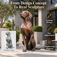 Sculpture de chien réaliste en bronze, moulée à la cire perdue, statue animale personnalisée, décoration extérieure durable pour jardin, cour, entrée d'hôtel
