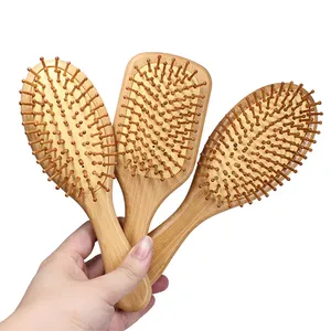 Wholesale Eco Friendly Nan Bamboo Air Cushion Comb Round Bead Massage Hair Brush Smooth Beauty Detangling Hair Comb