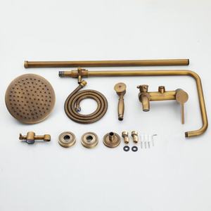 Ensemble de douche de salle de bain en laiton poli moderne de luxe avec poignée unique thermostatique, jet de pluie et barre coulissante - Product Image 1