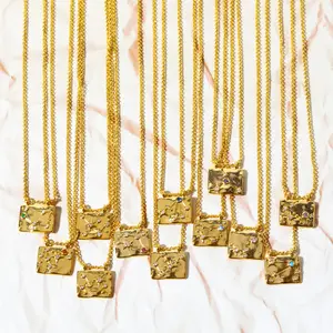 Gioielli di lusso di Design in stile Vintage 12 costellazioni collana placcata in oro quadrato con zirconi Color arcobaleno accessori per mappe con stelle in ottone