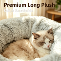 Lit tunnel pliable en peluche pour chats et chiens, maison-cave douillette et respirante en forme de donut, lit pour animaux de compagnie personnalisé OEM ODM
