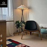 Fauteuil lounge Mid-Century Modern Shell, structure en contreplaqué, revêtement en cuir, fauteuil d'appoint pour salon, bureau à domicile, hôtel